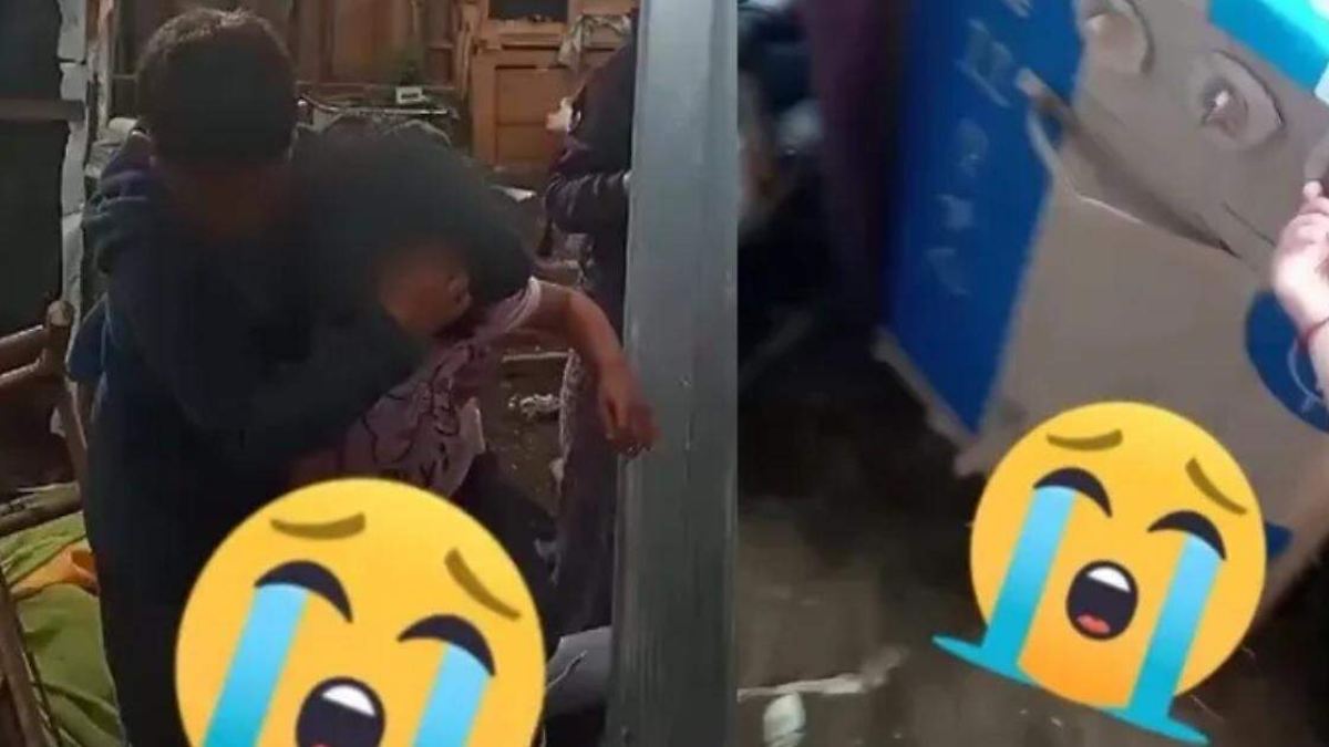 Familia cumple sueño a niña; le regalan 'casita' con estufa y refrigerador de cartón